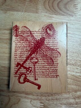 Dragonfly Collage Wood-Mounted Rubber Stamp